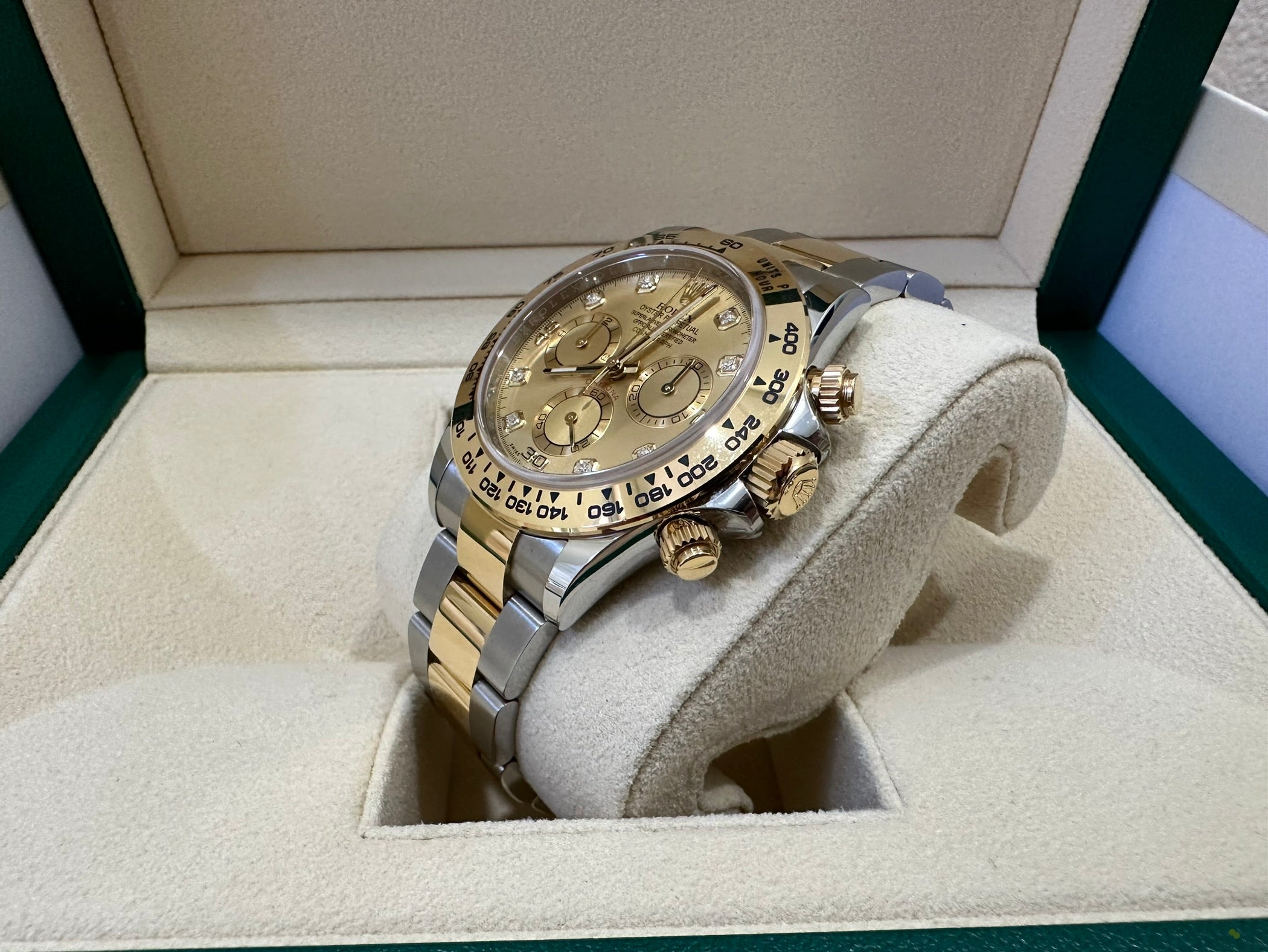 Rolex Daytona Champagne Diamond Dial Two Tone XL Jewelers